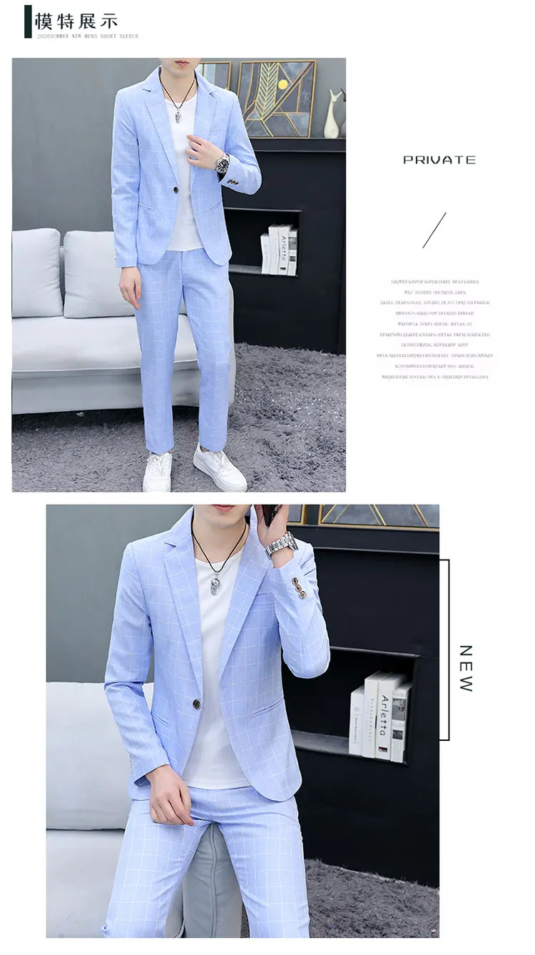 Korean Slim Fit Two-Piece Suit Set Casual Trendy British Style Spring Autumn Handsome Coat with Trousers Hair Stylist Fashion