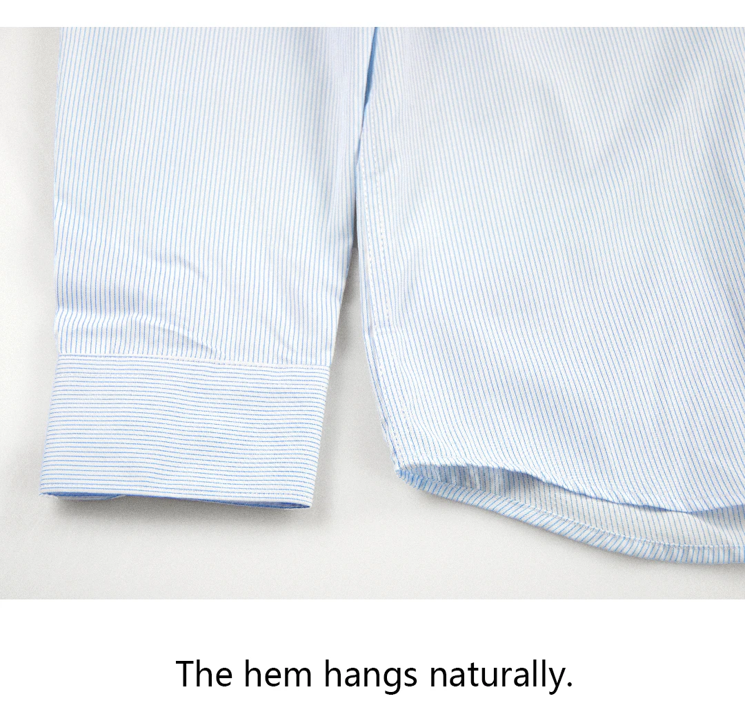 CH Letter Embroidered Solid Color Stripe Long Sleeve Shirt Men Point Collar Regular Fit Luxury Touch Premium Cotton Tops