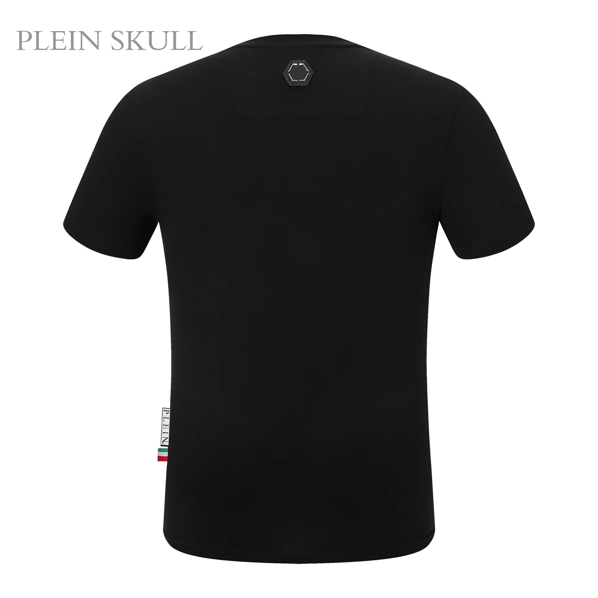 PLEIN SKULL Men's High Stretch Short Sleeve Top Classic Summer Breathable High Street T-shirt Round Neck Business Sports shirt