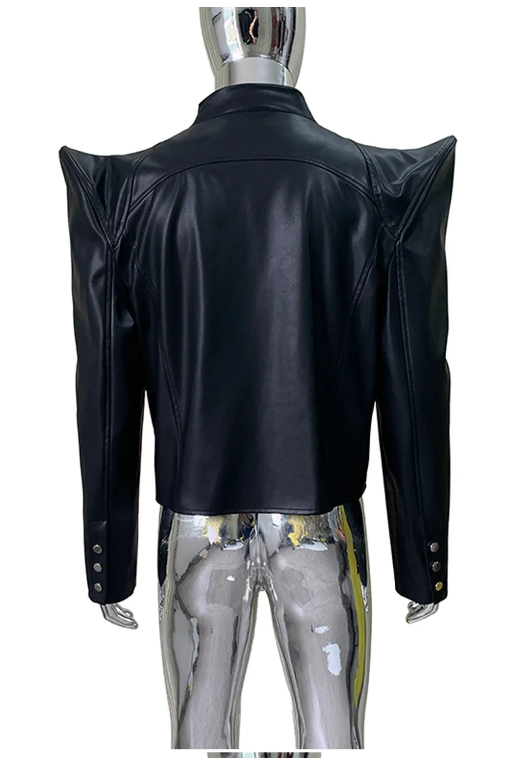 Nerazzurri Spring Autumn Cool Black Short Pu Leather Jacket Men Shoulder Pads Long Sleeve Luxury Streetwear Zip Up Clothes 2026