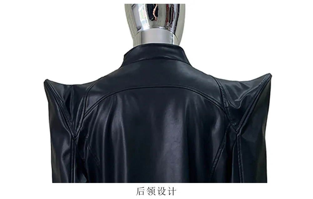 Nerazzurri Spring Autumn Cool Black Short Pu Leather Jacket Men Shoulder Pads Long Sleeve Luxury Streetwear Zip Up Clothes 2026