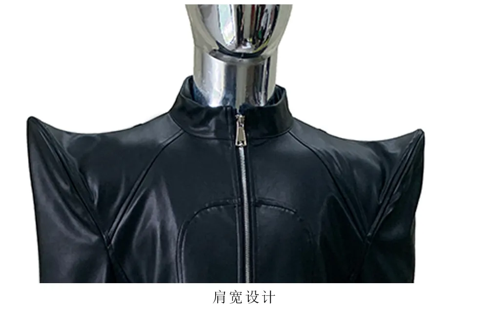 Nerazzurri Spring Autumn Cool Black Short Pu Leather Jacket Men Shoulder Pads Long Sleeve Luxury Streetwear Zip Up Clothes 2026