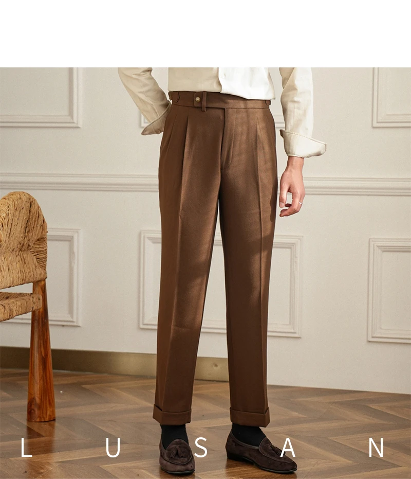 Men's Commuter All-match Naples High Waist Micro Straight Casual Pants Retro Autumn Business Pants