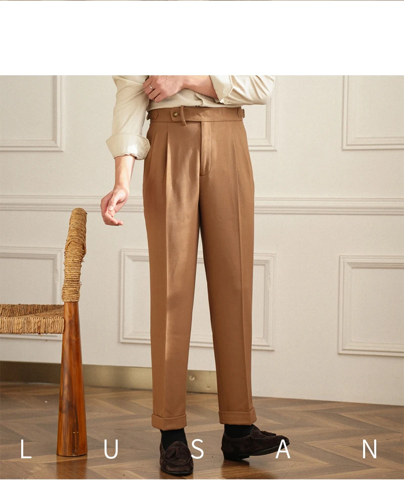Men's Commuter All-match Naples High Waist Micro Straight Casual Pants Retro Autumn Business Pants
