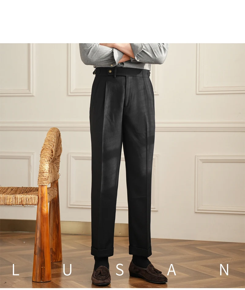 Men's Commuter All-match Naples High Waist Micro Straight Casual Pants Retro Autumn Business Pants