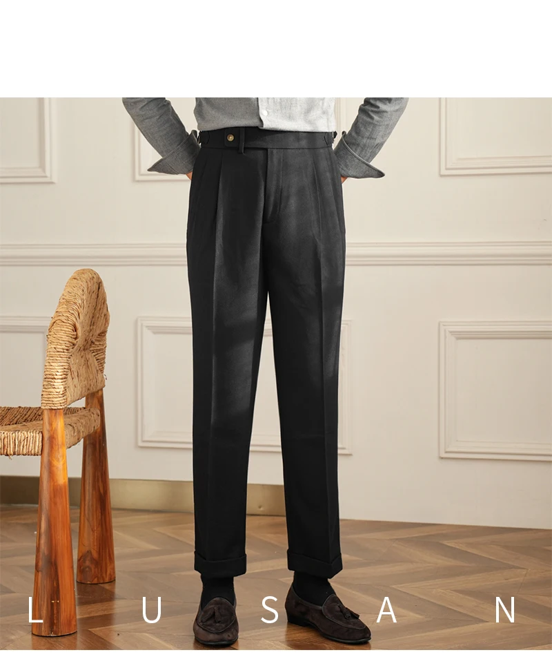 Men's Commuter All-match Naples High Waist Micro Straight Casual Pants Retro Autumn Business Pants