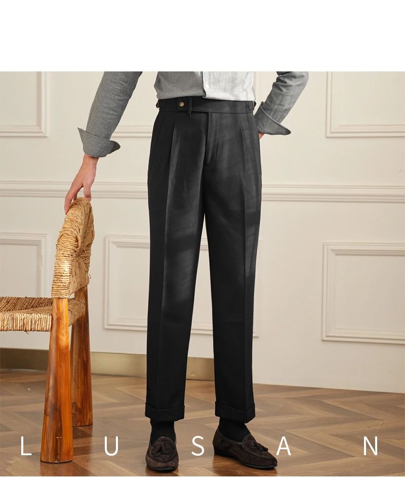 Men's Commuter All-match Naples High Waist Micro Straight Casual Pants Retro Autumn Business Pants