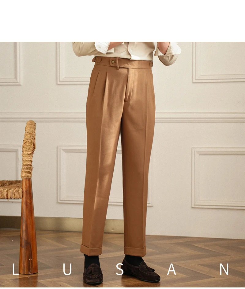Men's Commuter All-match Naples High Waist Micro Straight Casual Pants Retro Autumn Business Pants