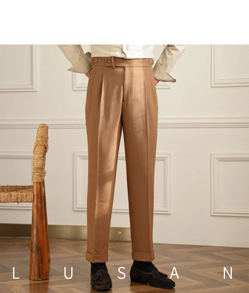 Men's Commuter All-match Naples High Waist Micro Straight Casual Pants Retro Autumn Business Pants
