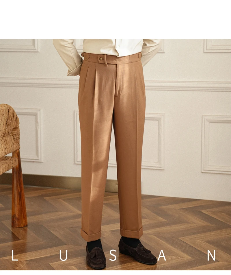 Men's Commuter All-match Naples High Waist Micro Straight Casual Pants Retro Autumn Business Pants