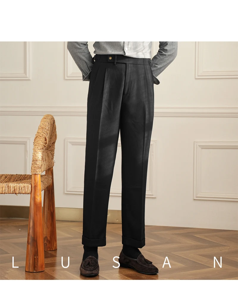 Men's Commuter All-match Naples High Waist Micro Straight Casual Pants Retro Autumn Business Pants