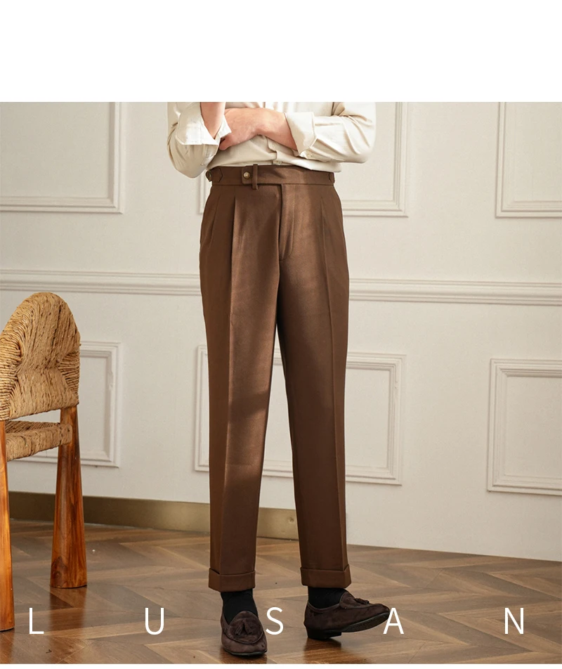 Men's Commuter All-match Naples High Waist Micro Straight Casual Pants Retro Autumn Business Pants