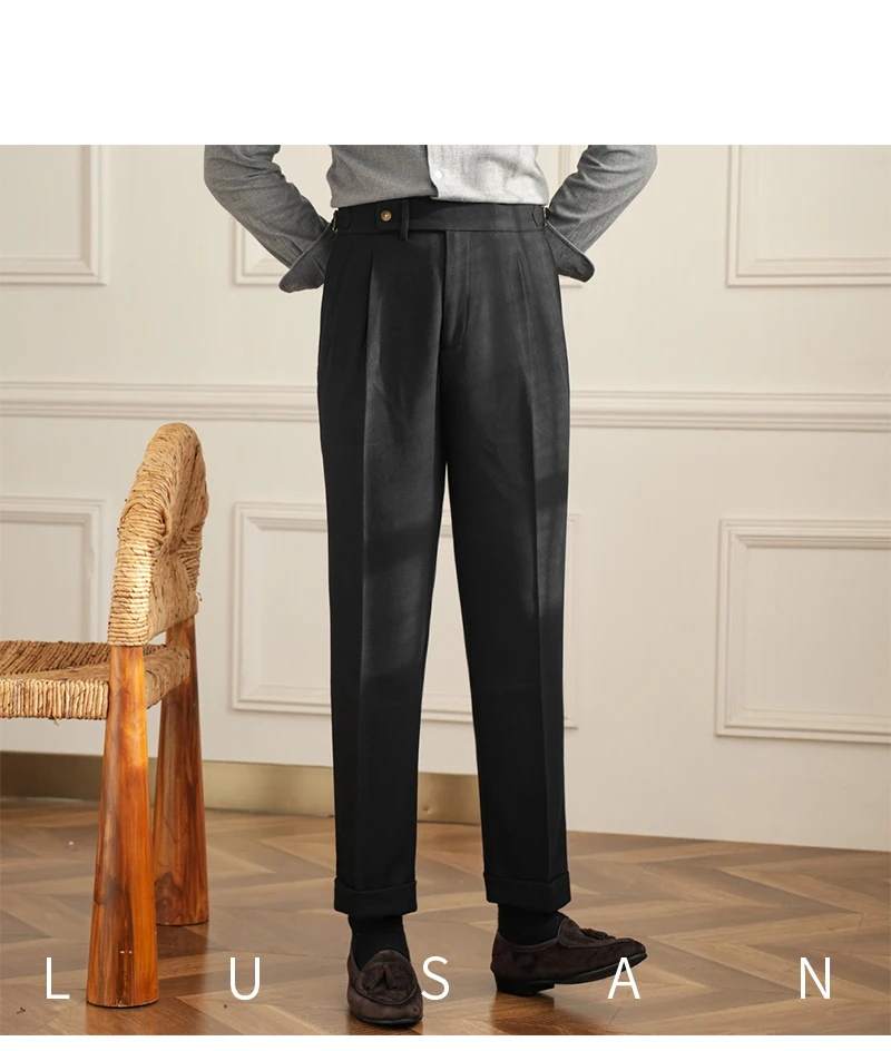 Men's Commuter All-match Naples High Waist Micro Straight Casual Pants Retro Autumn Business Pants