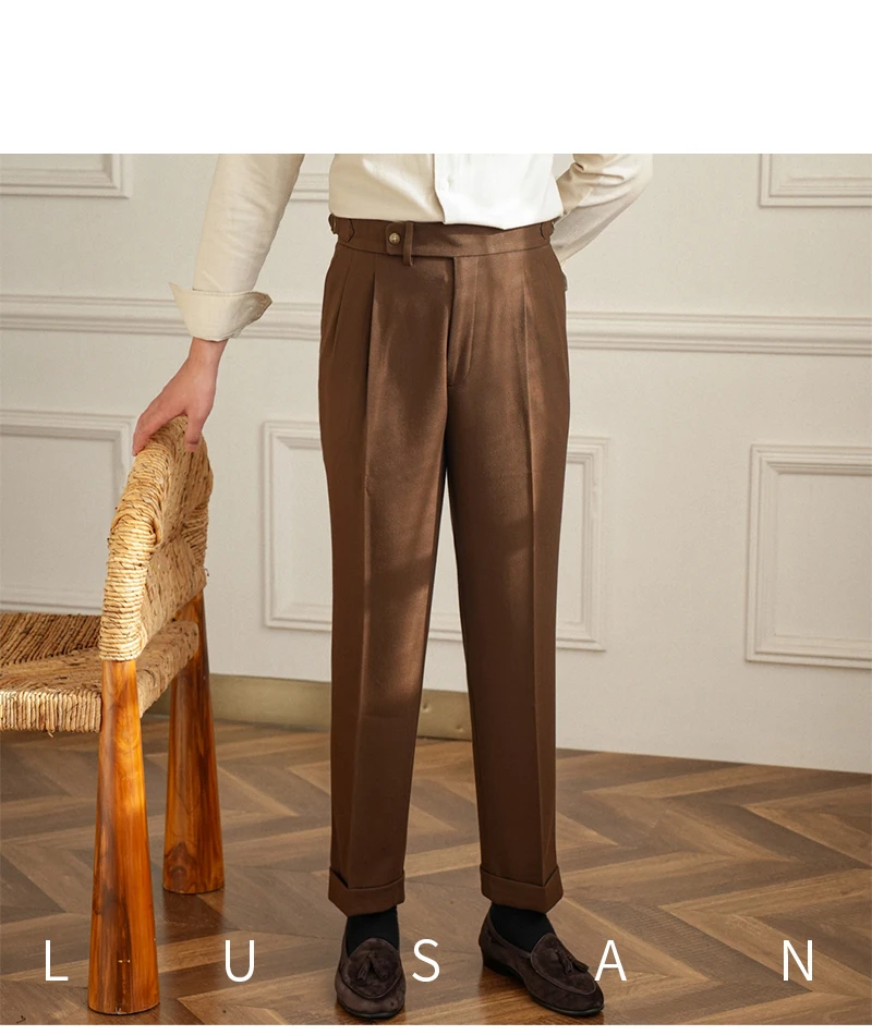Men's Commuter All-match Naples High Waist Micro Straight Casual Pants Retro Autumn Business Pants