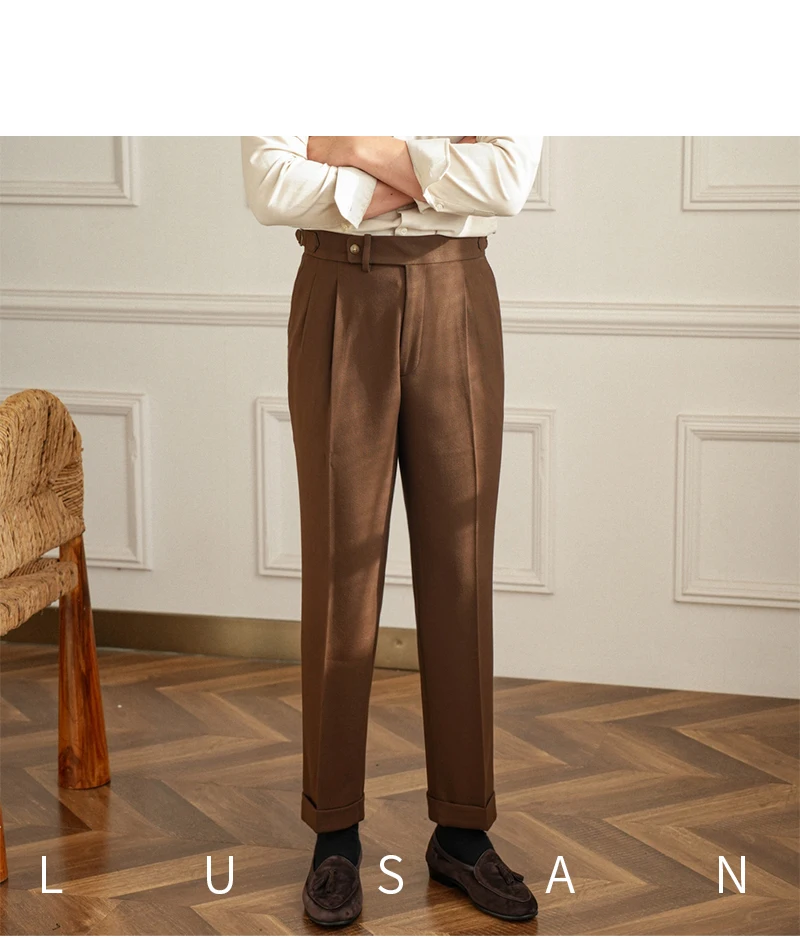 Men's Commuter All-match Naples High Waist Micro Straight Casual Pants Retro Autumn Business Pants