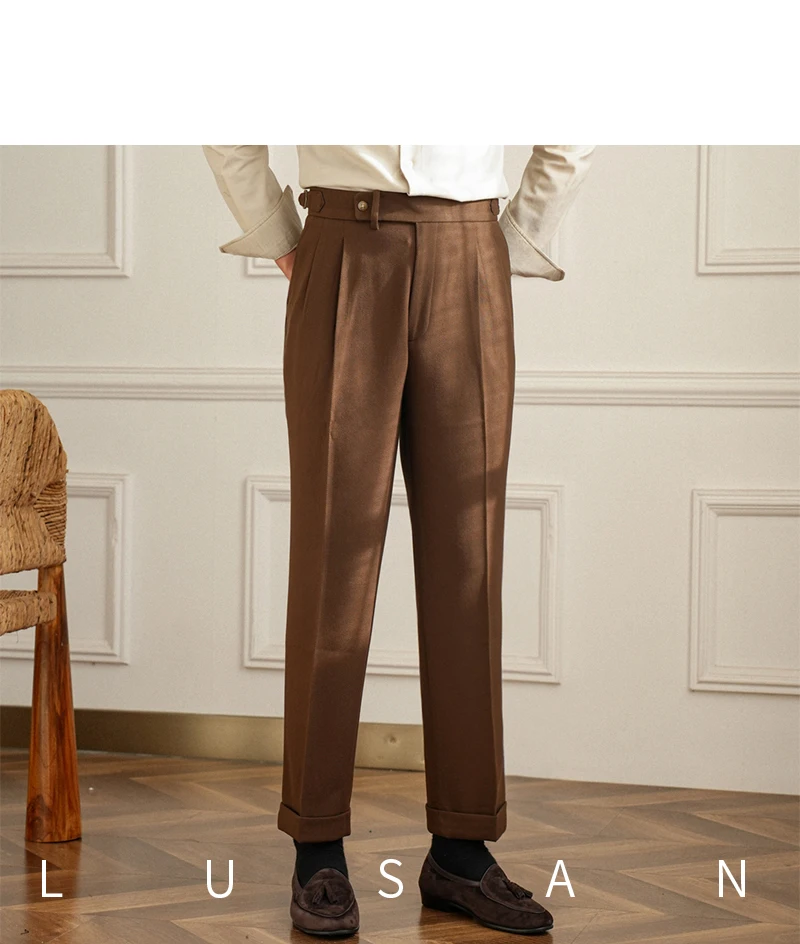 Men's Commuter All-match Naples High Waist Micro Straight Casual Pants Retro Autumn Business Pants