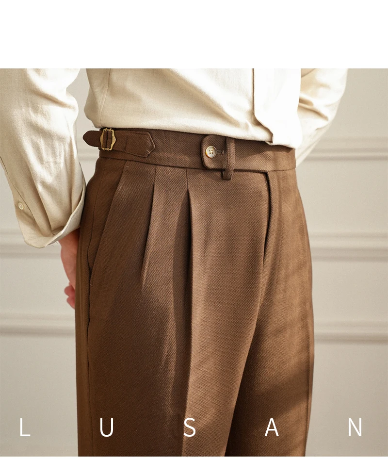 Men's Commuter All-match Naples High Waist Micro Straight Casual Pants Retro Autumn Business Pants
