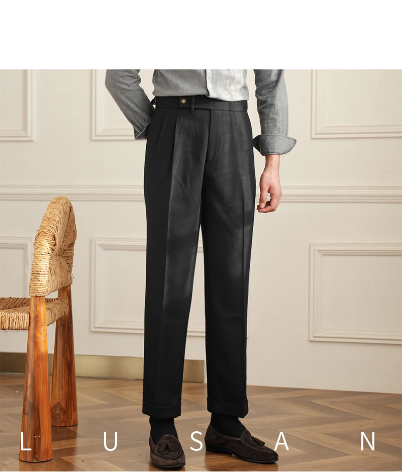 Men's Commuter All-match Naples High Waist Micro Straight Casual Pants Retro Autumn Business Pants