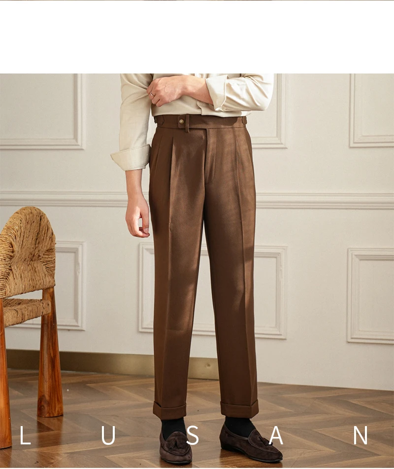 Men's Commuter All-match Naples High Waist Micro Straight Casual Pants Retro Autumn Business Pants