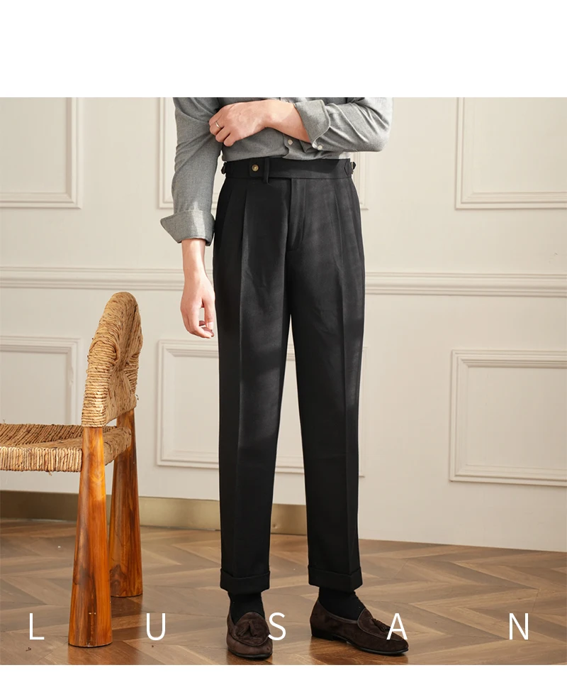 Men's Commuter All-match Naples High Waist Micro Straight Casual Pants Retro Autumn Business Pants