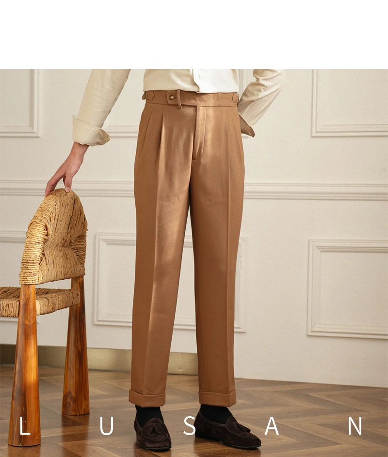 Men's Commuter All-match Naples High Waist Micro Straight Casual Pants Retro Autumn Business Pants