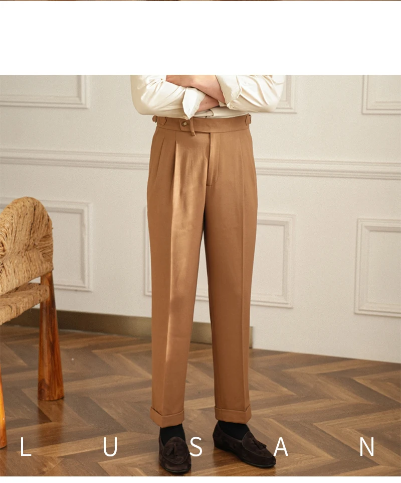 Men's Commuter All-match Naples High Waist Micro Straight Casual Pants Retro Autumn Business Pants