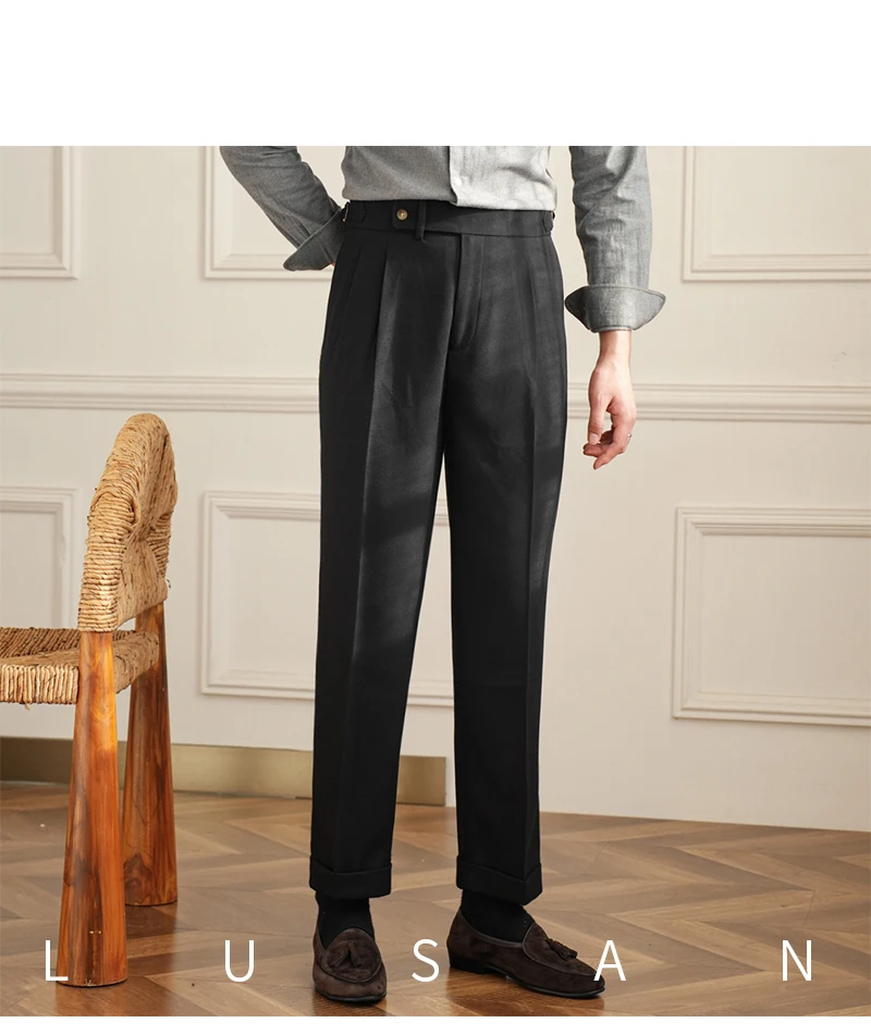 Men's Commuter All-match Naples High Waist Micro Straight Casual Pants Retro Autumn Business Pants