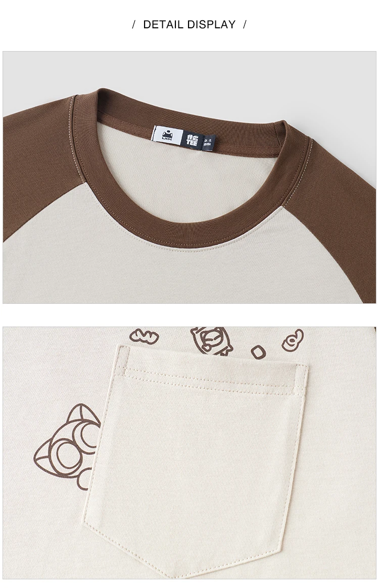 Semir Men Tshirt Long Sleeve Raglan Sleeve Retro College Style 2026 Autumn Couple Pullover Casual Everyday Top Daily
