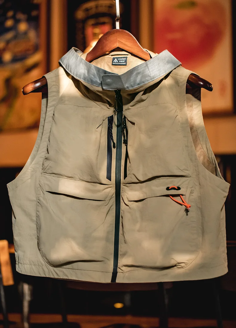 Maden Outdoor Quick Dry Men's Vest Multi-pocket Hooded Camping Fishing Mountain Waistcoat Tactical Hunting Sleeveless Jackets