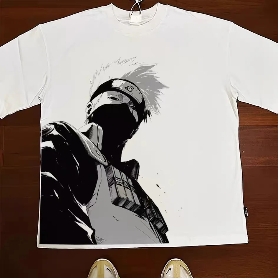 Men Washed Anime Naruto Print T Shirt Hip Hop Streetwear T-Shirt Harajuku Cotton Short Sleeve Casual Tshirt Summer Tops Tees