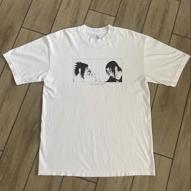 Men Washed Anime Naruto Print T Shirt Hip Hop Streetwear T-Shirt Harajuku Cotton Short Sleeve Casual Tshirt Summer Tops Tees