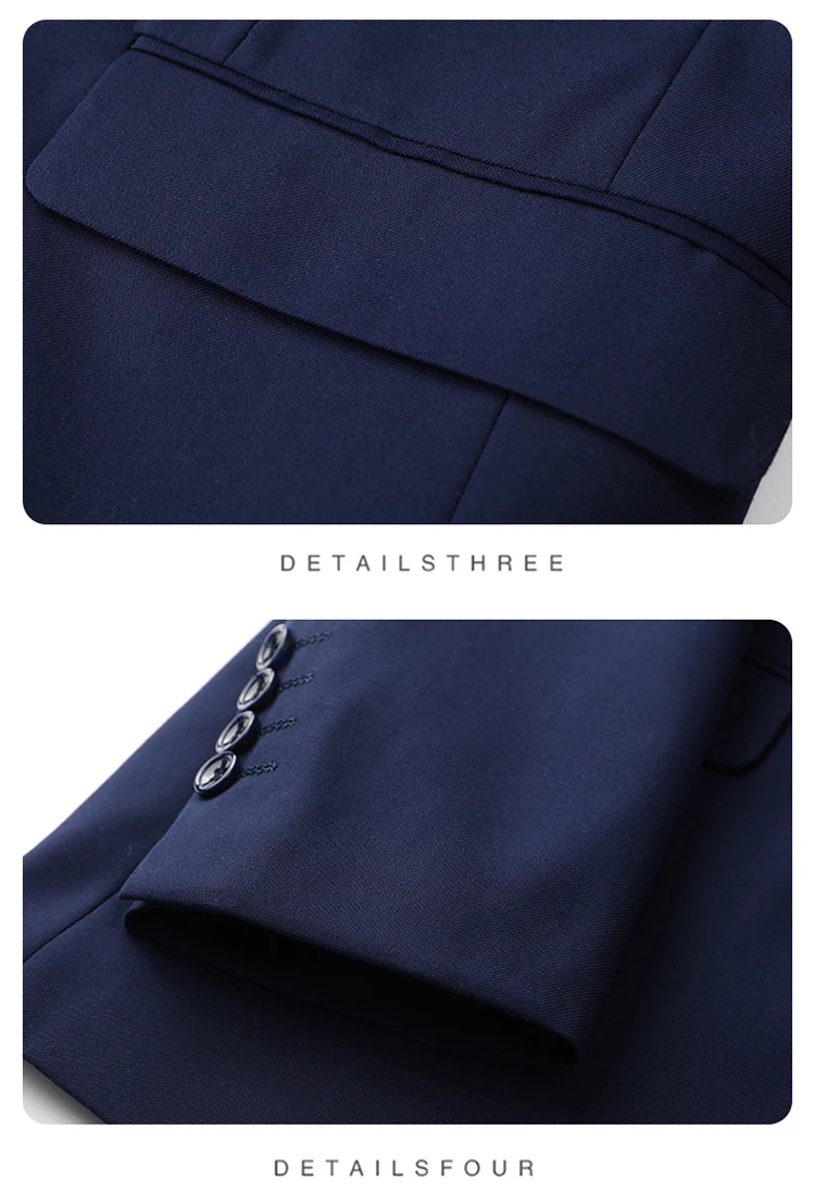 High-End Large Size Men's Three-Piece Suit Set - Business Formal Wedding Dress Coat Vest Trousers Combo for Plus Size Men