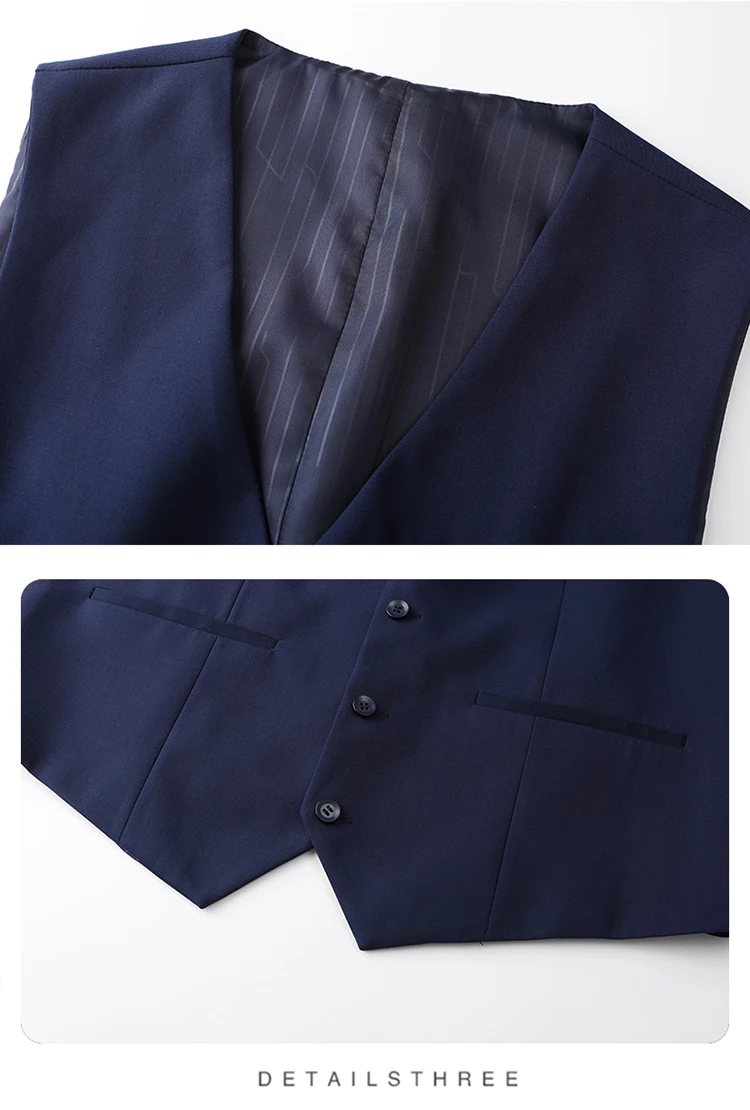 High-End Large Size Men's Three-Piece Suit Set - Business Formal Wedding Dress Coat Vest Trousers Combo for Plus Size Men