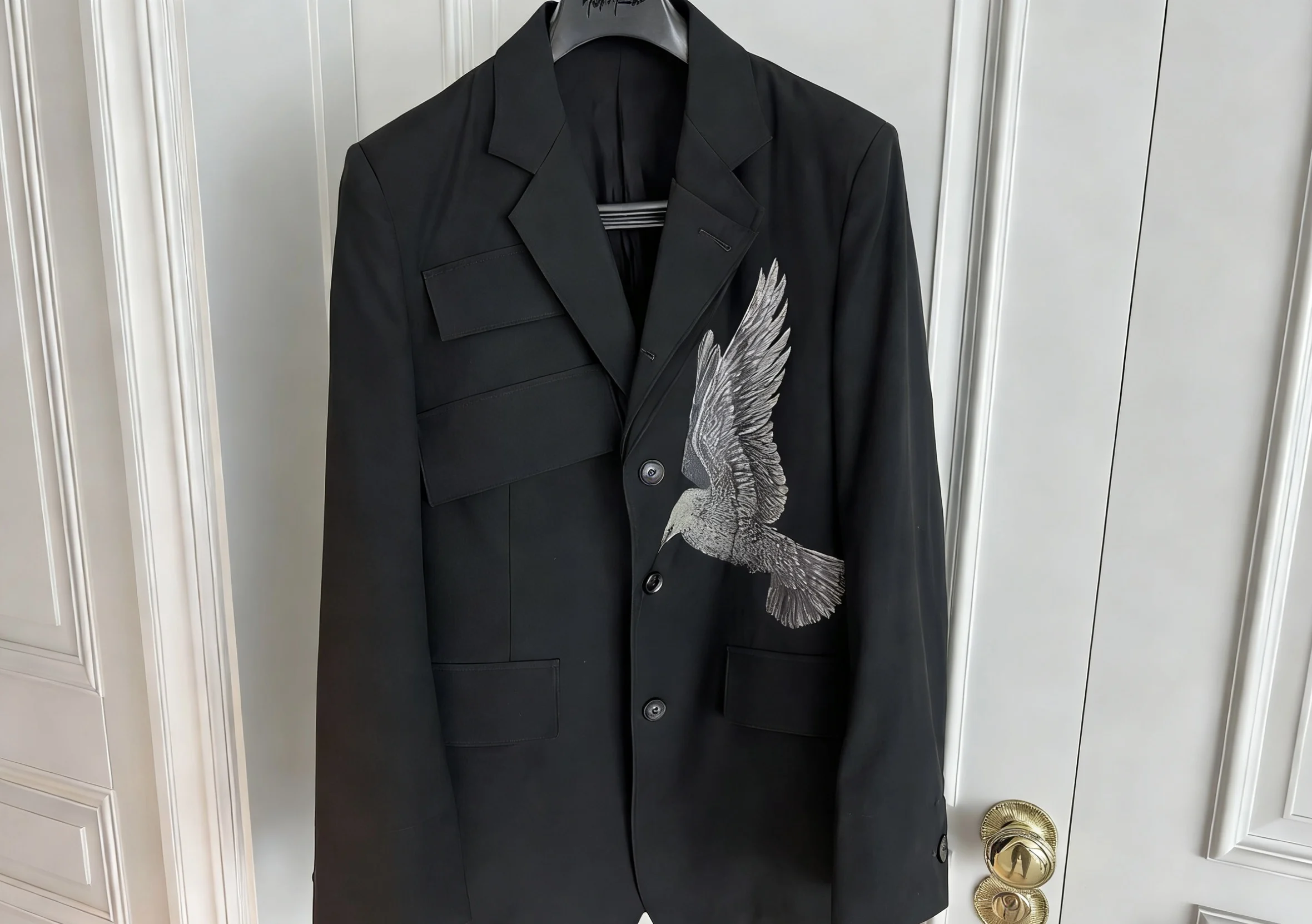 TOP-YAMAMOTO's original design of a black casual jacket made of dove wool suit
