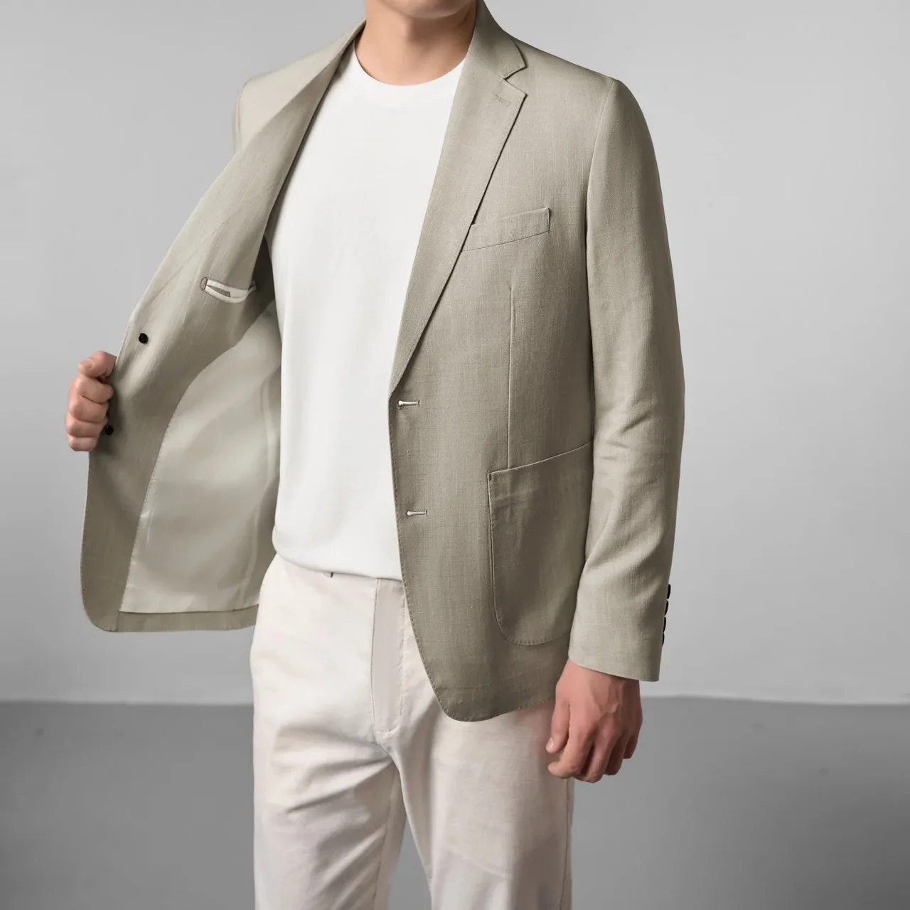 Mens Linen Blazer Unstructured Summer Jacket Quiet Luxury Smart Casual Lightweight Resort Wear Breathable Cooling Lyocell Coat