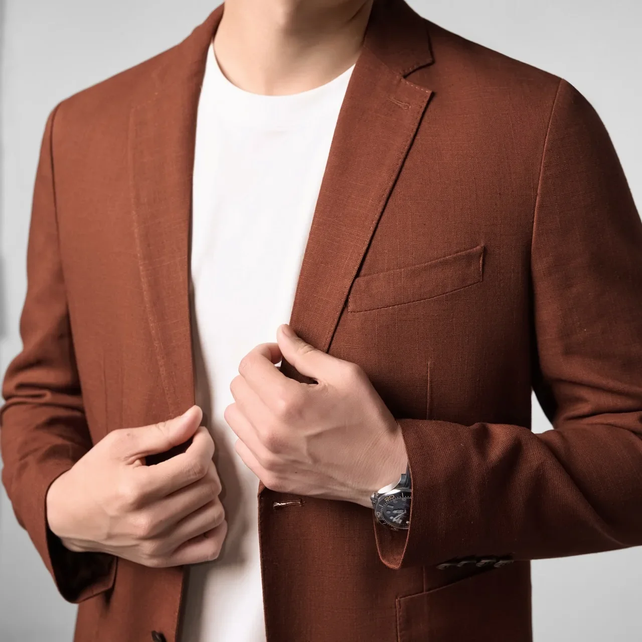 Mens Linen Blazer Unstructured Summer Jacket Quiet Luxury Smart Casual Lightweight Resort Wear Breathable Cooling Lyocell Coat