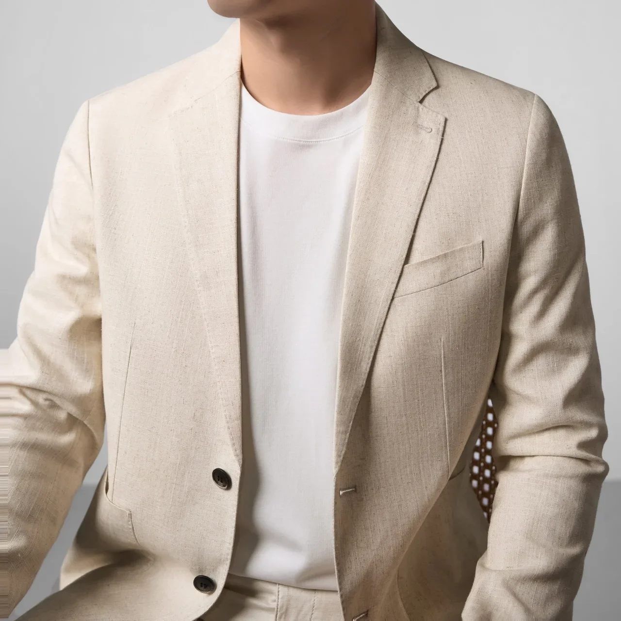 Mens Linen Blazer Unstructured Summer Jacket Quiet Luxury Smart Casual Lightweight Resort Wear Breathable Cooling Lyocell Coat