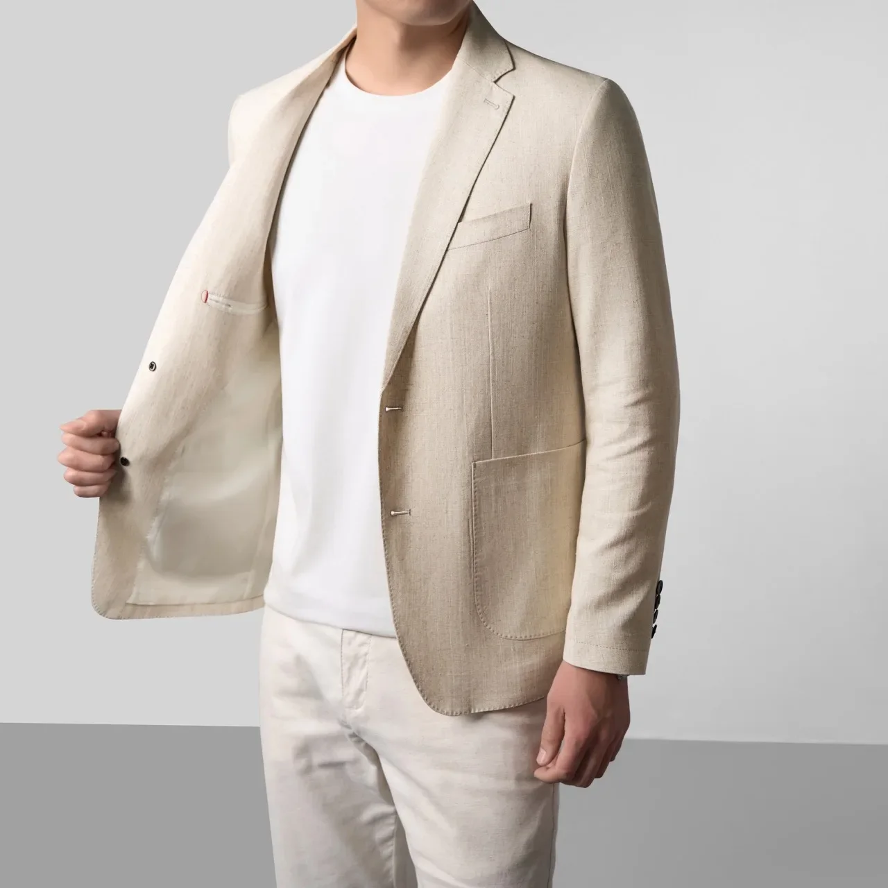 Mens Linen Blazer Unstructured Summer Jacket Quiet Luxury Smart Casual Lightweight Resort Wear Breathable Cooling Lyocell Coat