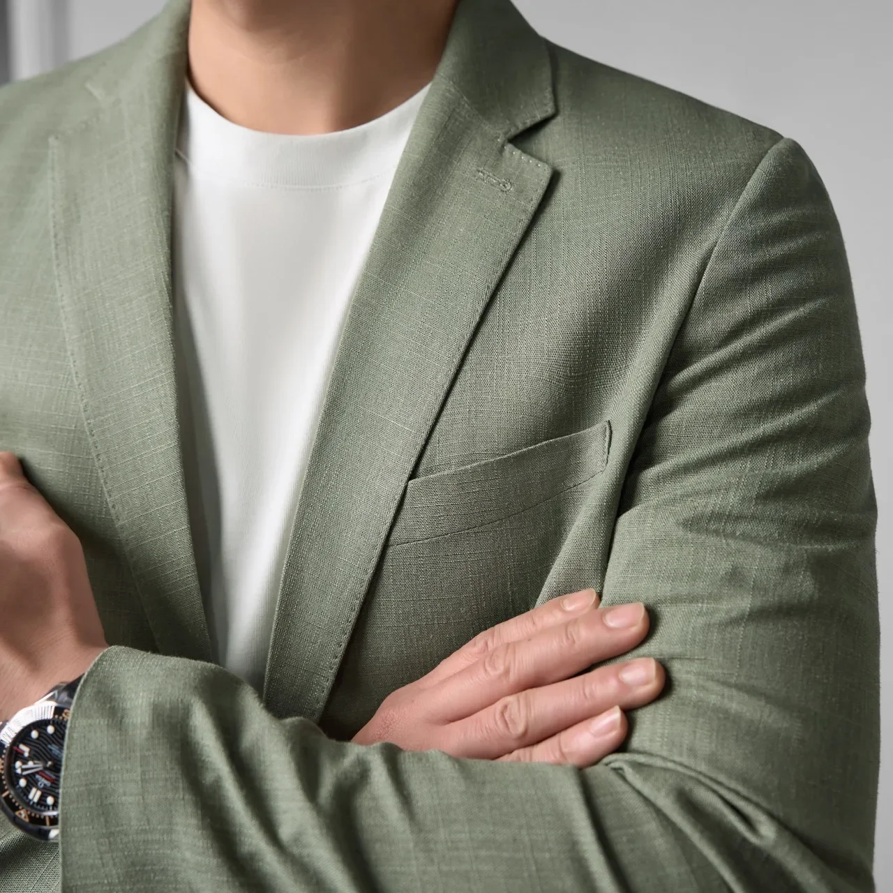 Mens Linen Blazer Unstructured Summer Jacket Quiet Luxury Smart Casual Lightweight Resort Wear Breathable Cooling Lyocell Coat