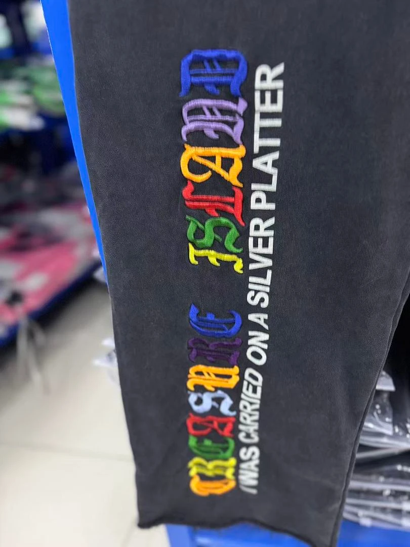 New Arrival Black Oversize Paly Pants Men Women Best Quality Washing Printing Casual Trousers