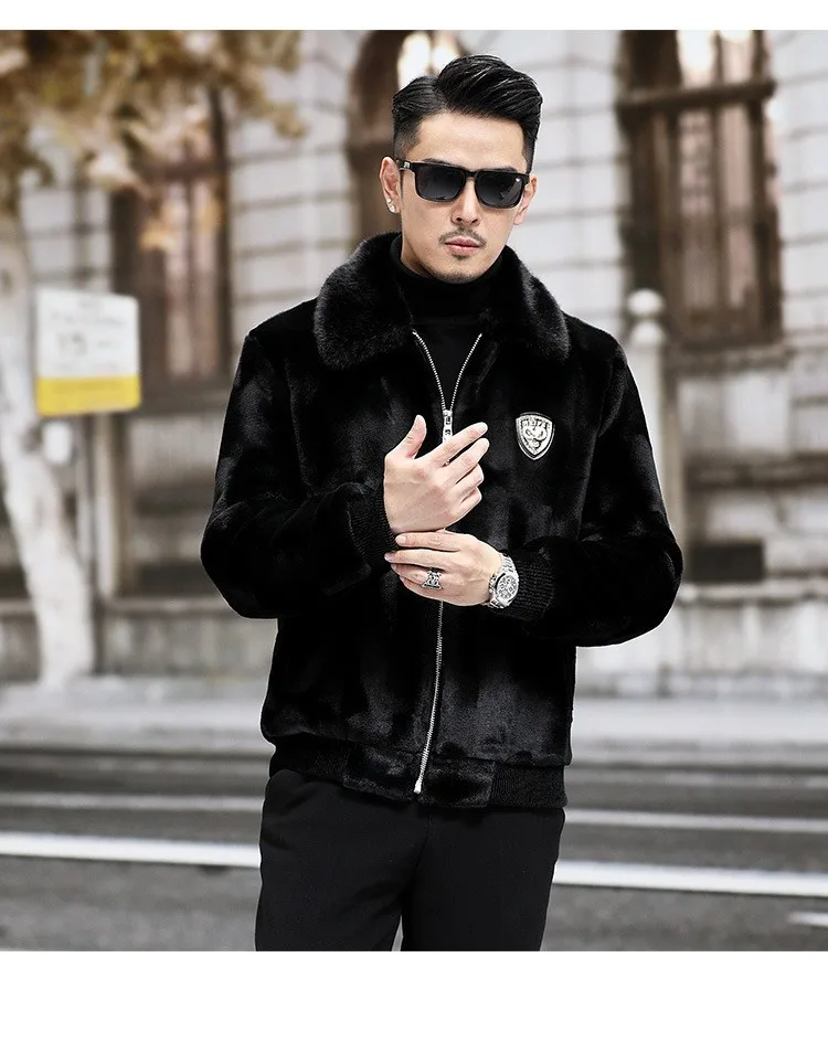 New Winter Men Fur Collar Fluffy Leather Jackets Man Fleece Warm Casual Coats Good Quality Male Slim Fit Winter Jackets Size 5XL