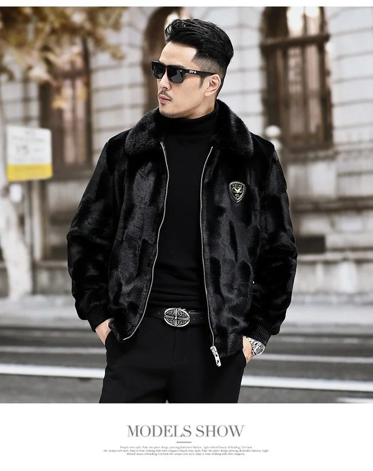 New Winter Men Fur Collar Fluffy Leather Jackets Man Fleece Warm Casual Coats Good Quality Male Slim Fit Winter Jackets Size 5XL