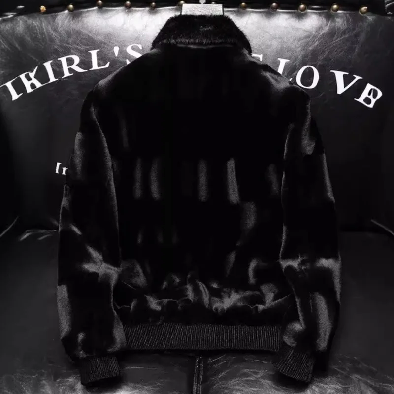 New Winter Men Fur Collar Fluffy Leather Jackets Man Fleece Warm Casual Coats Good Quality Male Slim Fit Winter Jackets Size 5XL