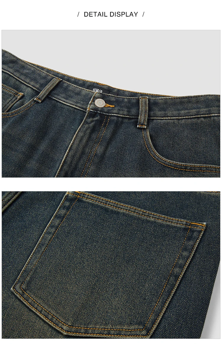 Semir Jeans Men Vintage Washed Whiskered Loose Fit Straight Leg Classic Casual Pants 2025 Autumn Winter