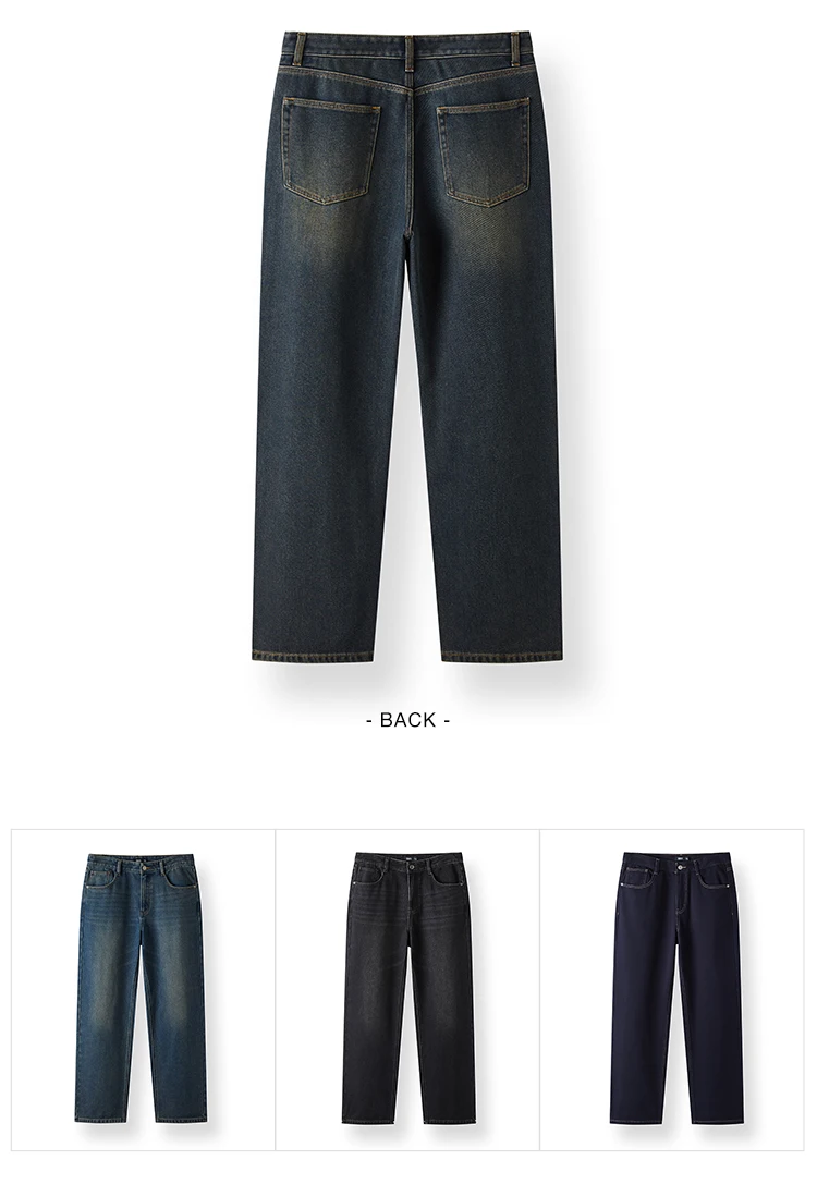 Semir Jeans Men Vintage Washed Whiskered Loose Fit Straight Leg Classic Casual Pants 2025 Autumn Winter