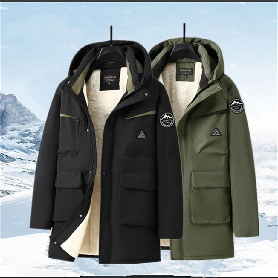Winter Cargo Parkas Men Thick Fleece Jacket Coats Plus Size 13XL Camp Parkas Waterproof Casual Winter Long Jacket Male Big Size