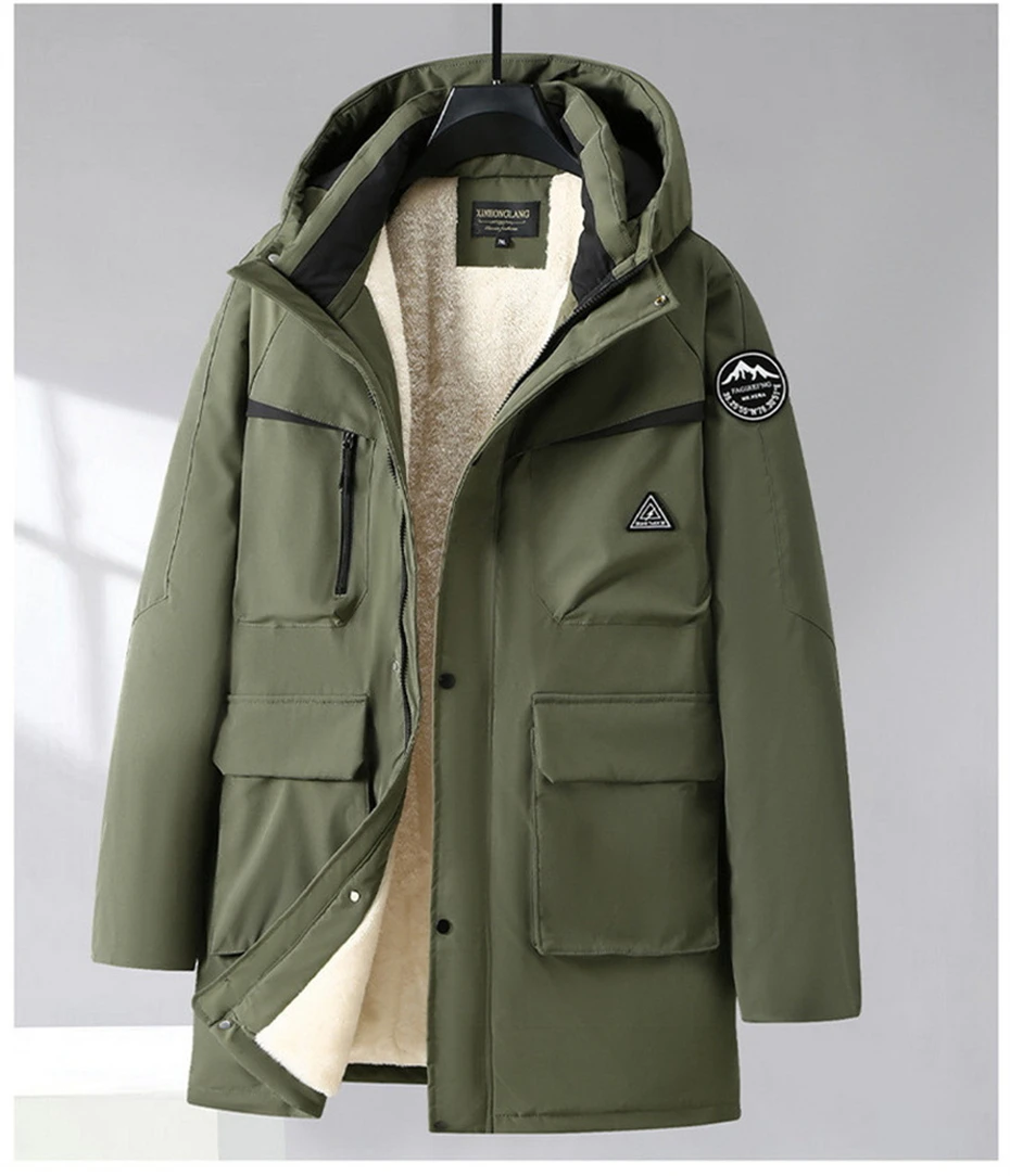 Winter Cargo Parkas Men Thick Fleece Jacket Coats Plus Size 13XL Camp Parkas Waterproof Casual Winter Long Jacket Male Big Size