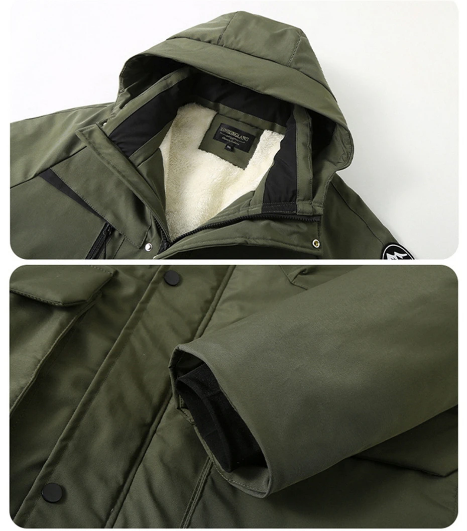 Winter Cargo Parkas Men Thick Fleece Jacket Coats Plus Size 13XL Camp Parkas Waterproof Casual Winter Long Jacket Male Big Size