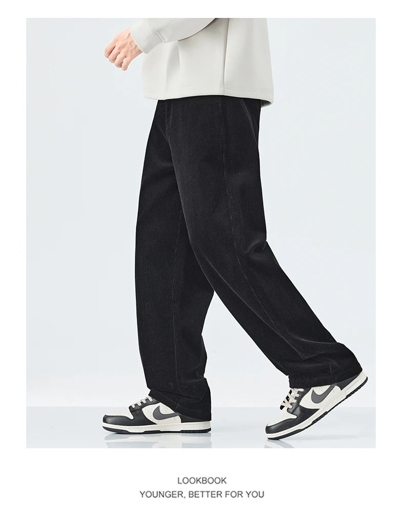 Men Corduroy Wide Leg Straight Pants Japan Korean Streetwear Fashion Loose Casual Vintage Stripe Cargo Trousers Man Harem Pant