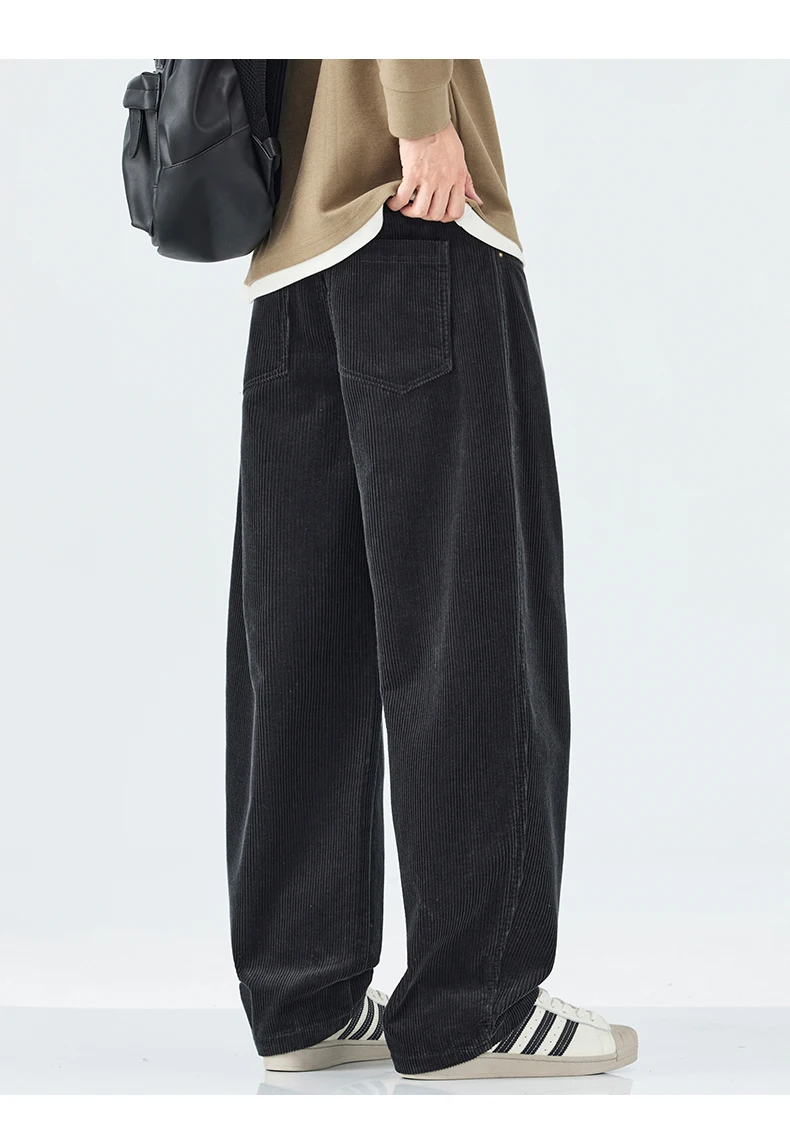 Men Corduroy Wide Leg Straight Pants Japan Korean Streetwear Fashion Loose Casual Vintage Stripe Cargo Trousers Man Harem Pant